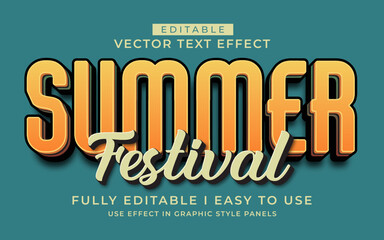 3d editable summer festival text effect typography style template