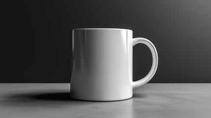 Obraz premium A simple white mug on a textured surface against a dark background.