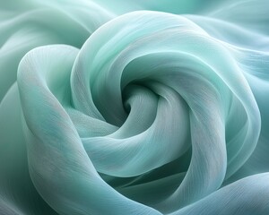 A swirling, soft fabric in shades of light blue, evoking a sense of calm.