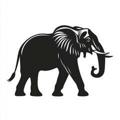 Fototapeta premium Majestic African Elephant Silhouette: A Powerful Symbol of Wildlife