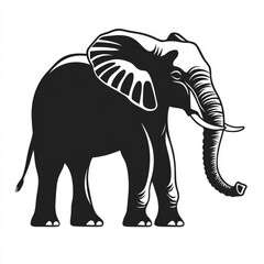 Obraz premium Majestic African Elephant: A Stunning Black and White Illustration of Wildlife