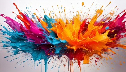 Fototapeta premium splash of colorful paint against a white 