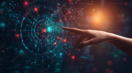 Obraz premium Interactive Digital Interface with Hand Gesture