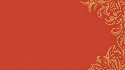 Naklejka premium Red Background with Golden Floral Design