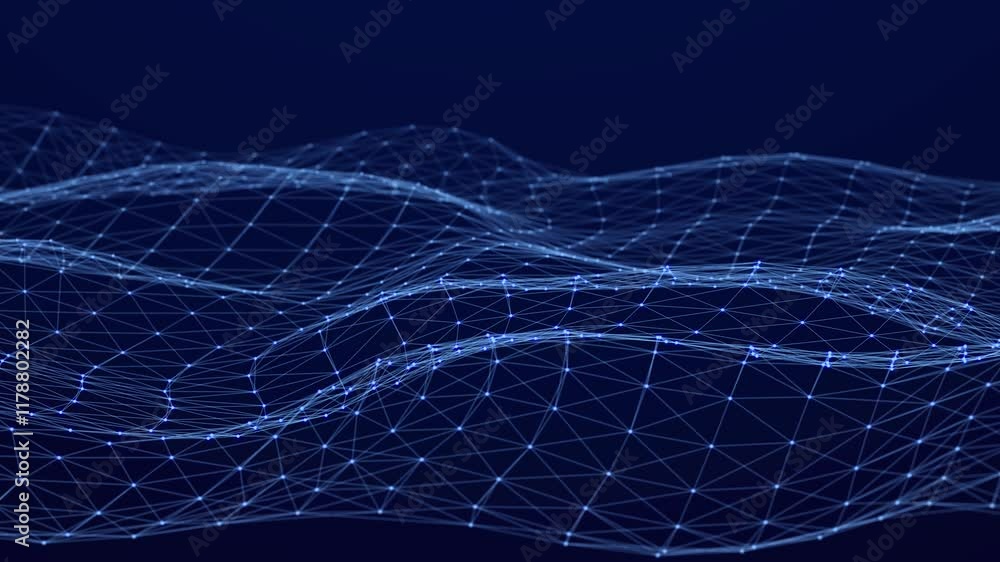 Poster dynamic wave with many dots. abstract motion background of colored dots. technology or science. 3d r