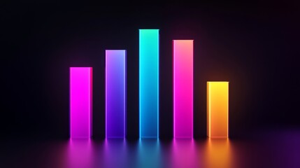 Stylized bar graph with glowing bars in neon colors, set against a dark, tech-inspired background for a dynamic and impactful graphic