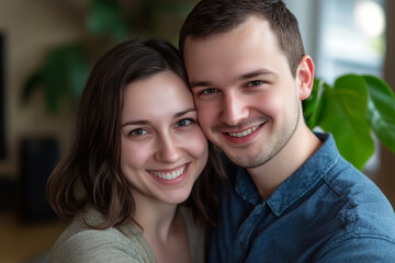Fototapeta premium Loving couple embracing. Love, happy valentine's day background. Alternative Ai. 