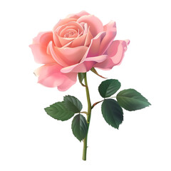 Pink Rose Isolated on Transparent Background