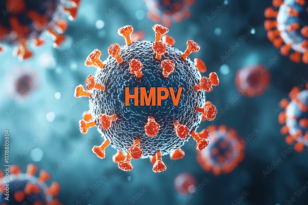 Aufkleber visualization of the virus, resembling the structure of the coronavirus with spikes on the surface. 