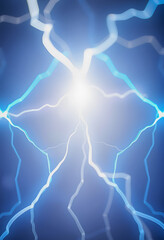 Fototapeta premium Close-up of an abstract design symbolizing energy and electricity, featuring vibrant arcs of electric blue and bright white light, dreamy atmosphere