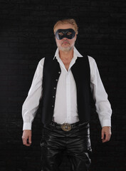 vintage portrait robber man in mask