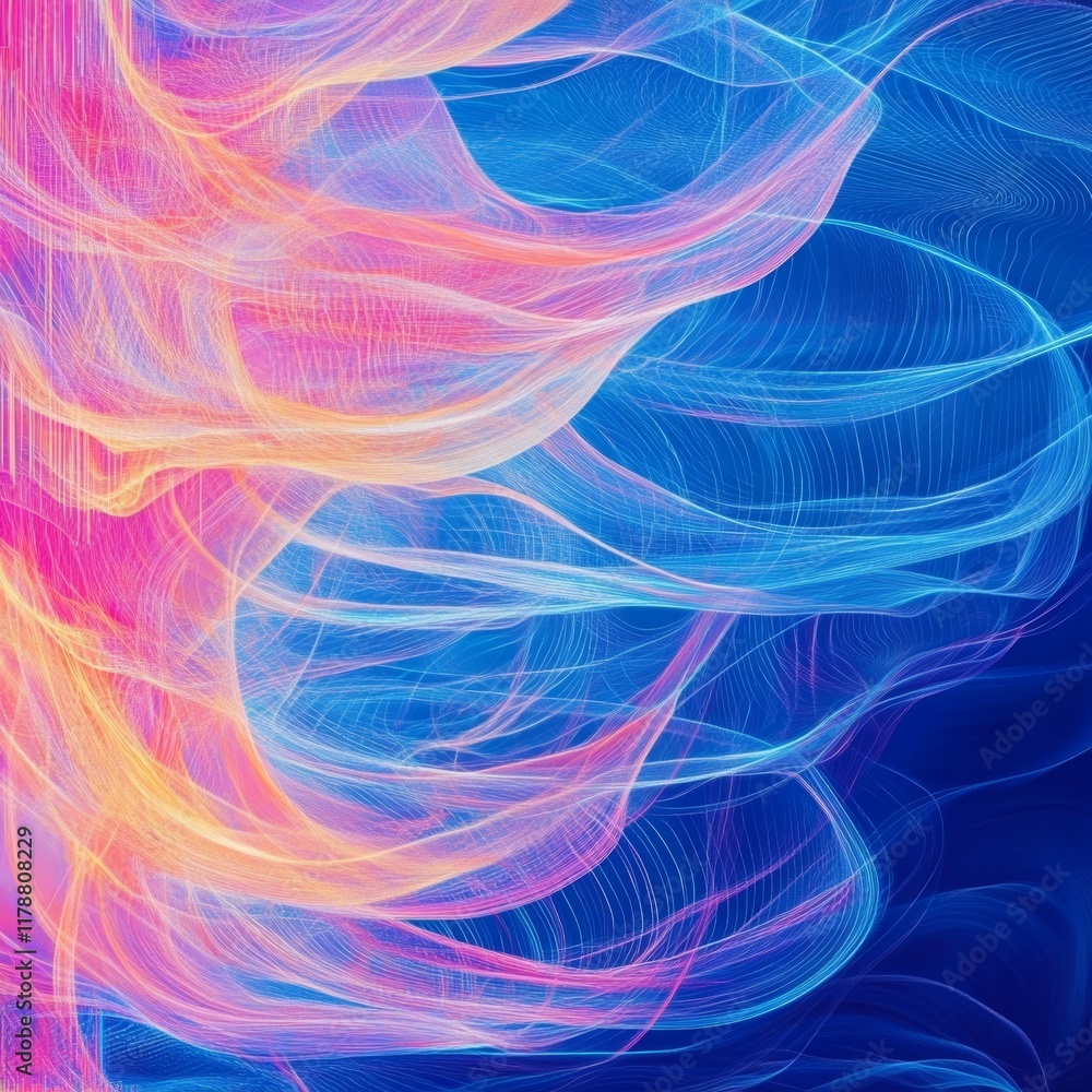 Poster vibrant abstract background with flowing patterns and data motifs in bright colors for creative proj