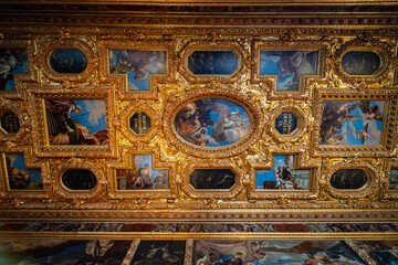 Golden Ceiling with Baroque Frescoes and Frames