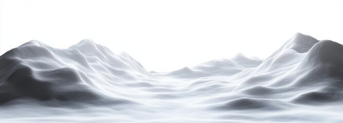 Obraz premium 3D render of snow-covered mountains, white background