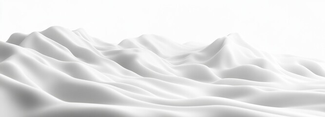 3D render of snow-covered mountains, white background