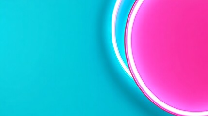 Obraz premium Abstract Neon Circles on Cyan Background