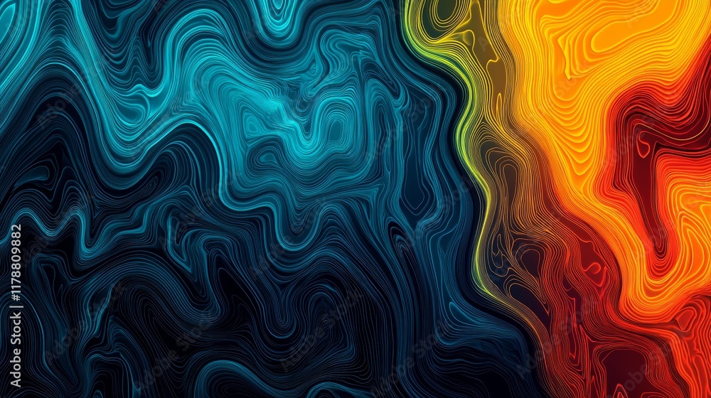 Poster abstract colorful big data visualization pattern with flowing lines and vibrant swirls for modern de