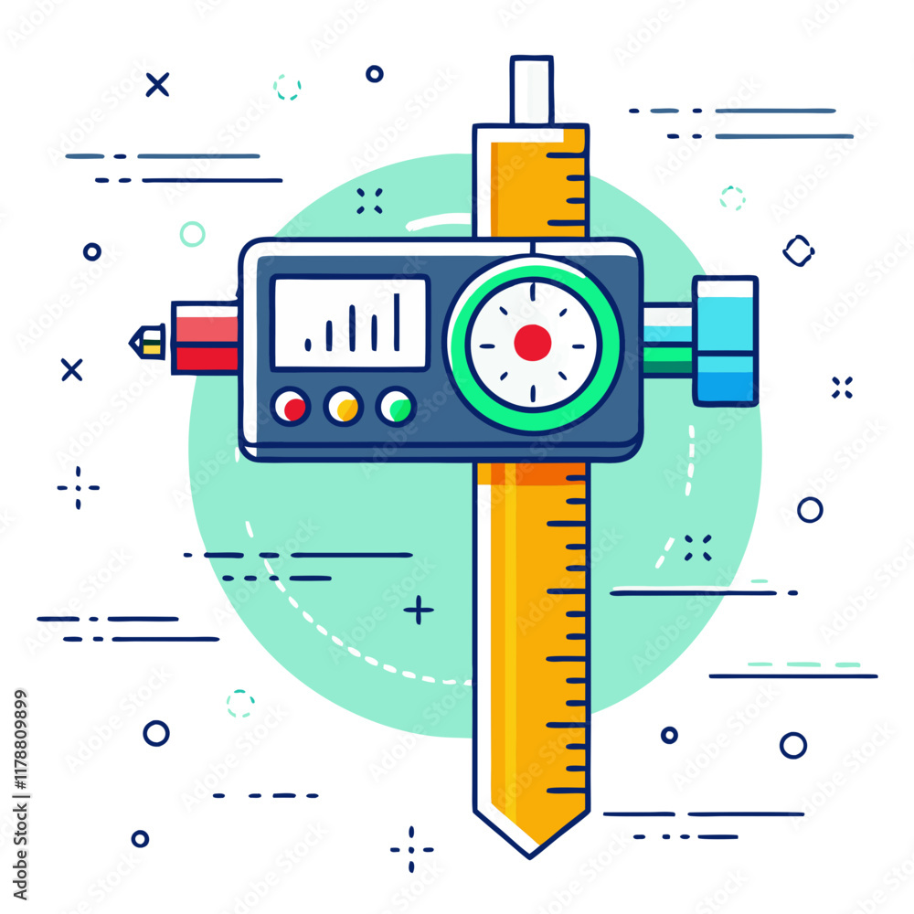 Poster a precise digital measuring tool displays essential measurements and data, showcasing its advanced d