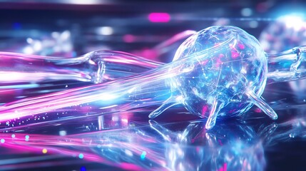 Glowing Bio-Organic Forms: Close-Up 3D Render in Futuristic Style. AI Generated