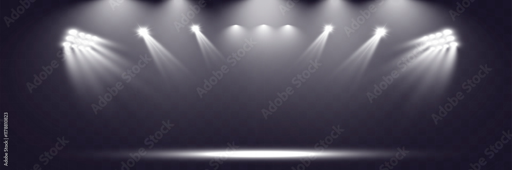 Aufkleber empty spotlight stage with dark gradient background and bright beams of light illuminating the cente