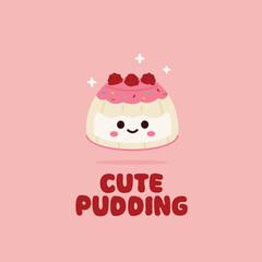 Cute pudding logo illustration. Minimalist sweet food icon design, suitable for shop and web.