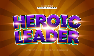 heroic leader editable text effect with a superhero and kids text style