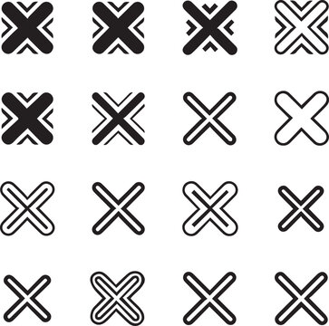 yes and no buttons.cross mark.