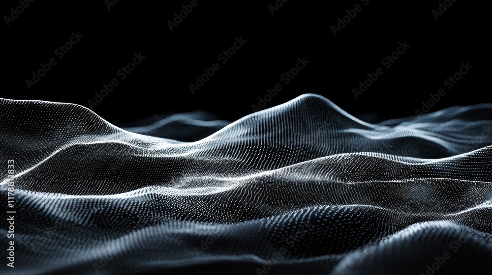 Poster Explore the beauty of abstract digital data streams represented through flowing wave patterns in a blank space, perfect for creative projects.