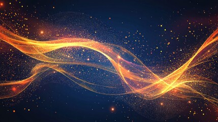 Golden Cosmic Waves: A Celestial Dance of Light and Stardust