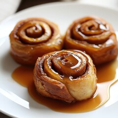 Cinnamon Buns on White Plate