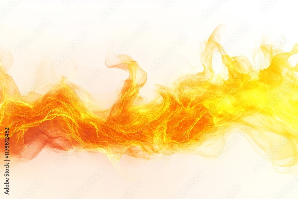 Poster experience the captivating intensity of flames with a vibrant glow on a clear white background, crea