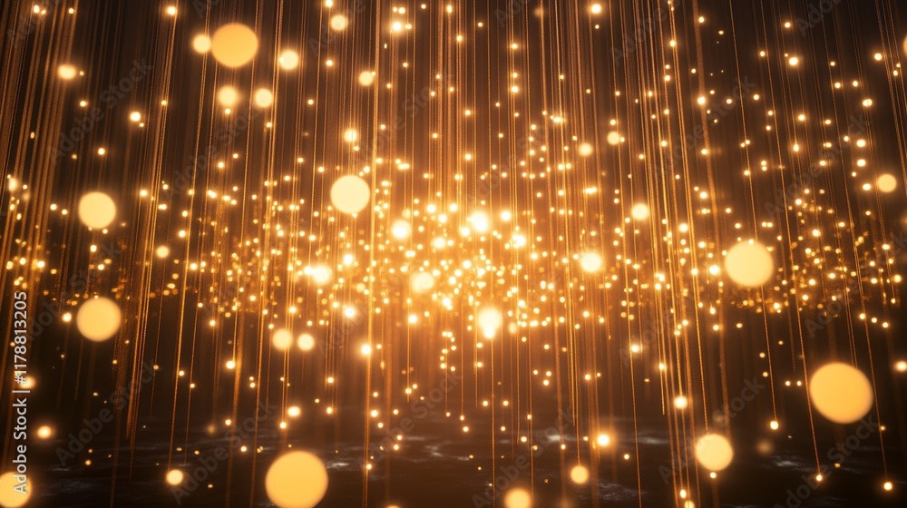 Poster this enchanting illuminated background features bright sparkling particles that create a magical atm