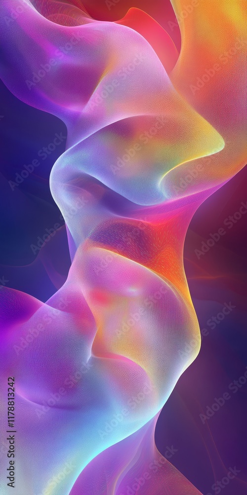 Poster a colorful, abstract image of a rainbow-colored wave. the colors are vibrant and the wave appears to