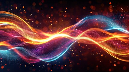 Abstract Waves of Light and Energy: A Symphony of Color and Motion