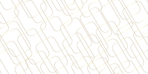 Modern minimal and clean white gold background with realistic line wave geometric circle shape, abstract white and gold colors with lines pattern texture computer geometric digital connection design .