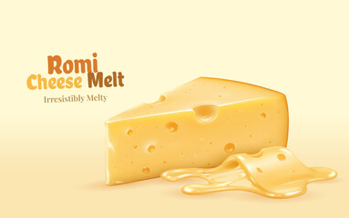 Romi Cheese Melt Vector with Gooey Splash Effect – High Quality Cheese Illustration