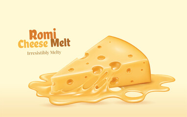 Romi Cheese Melt Vector with Gooey Splash Effect  High Quality Cheese Illustration