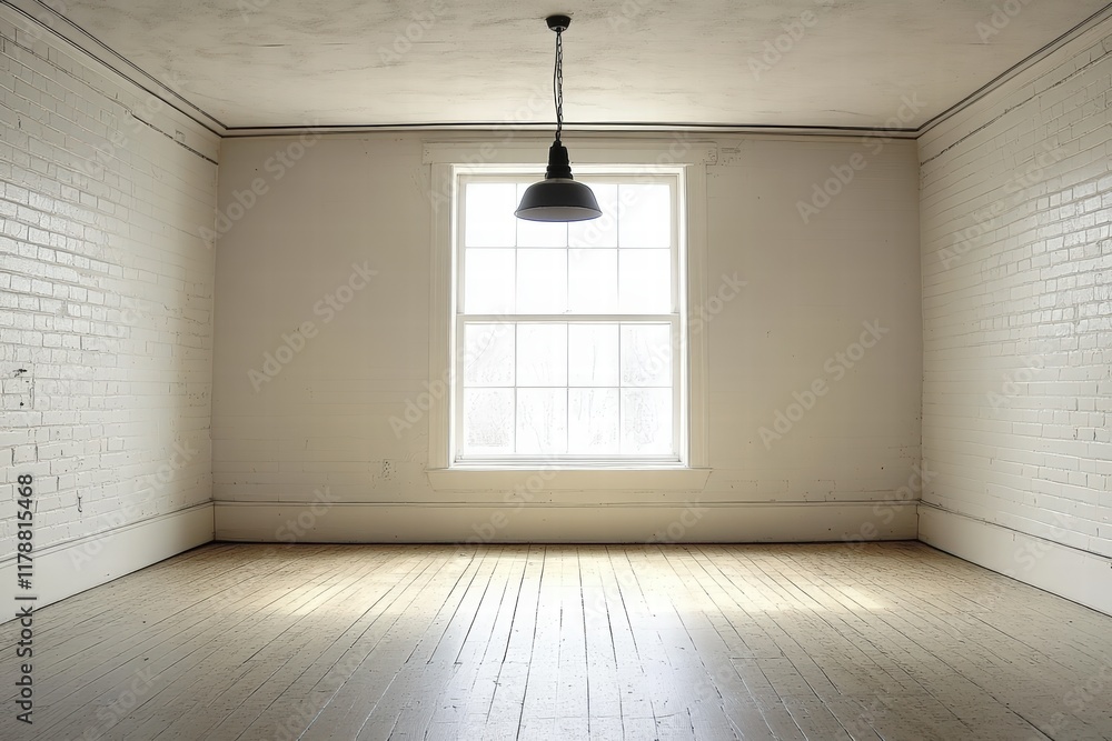 Poster empty room with minimalist design and natural light illuminating simple interior space in a calm and