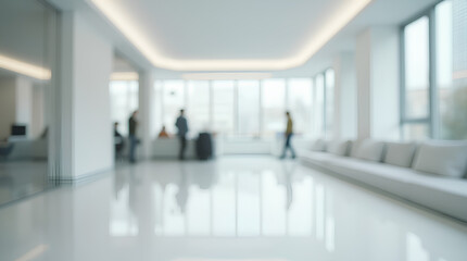 empty white business office with blurred background