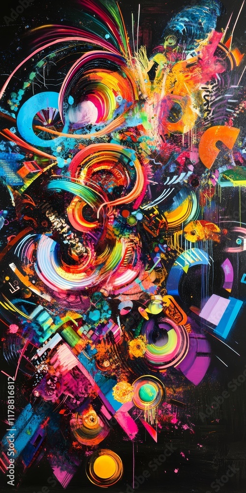 Poster a captivating abstract artwork featuring dynamic swirls and vibrant colors, perfect for adding a bur