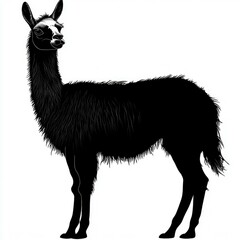 Fototapeta premium Majestic Llama Silhouette: Elegant Black and White Animal Vector Graphic