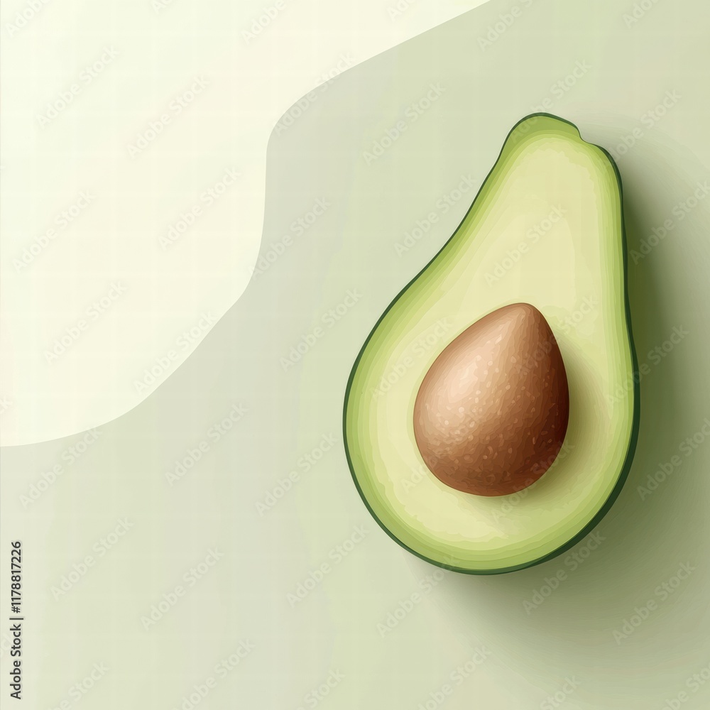 Leinwandbilder creative representation of an avocado featuring visible seed with an ample copy space for design pur