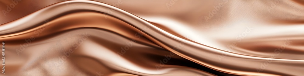 Poster Glossy Fabric Waves in Beige Mocha Mousse Minimalist Abstract Background with Soft Textures