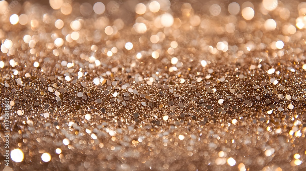 Poster shimmering sophisticated abstract mocha sequin glitter festive background with radiant bokeh