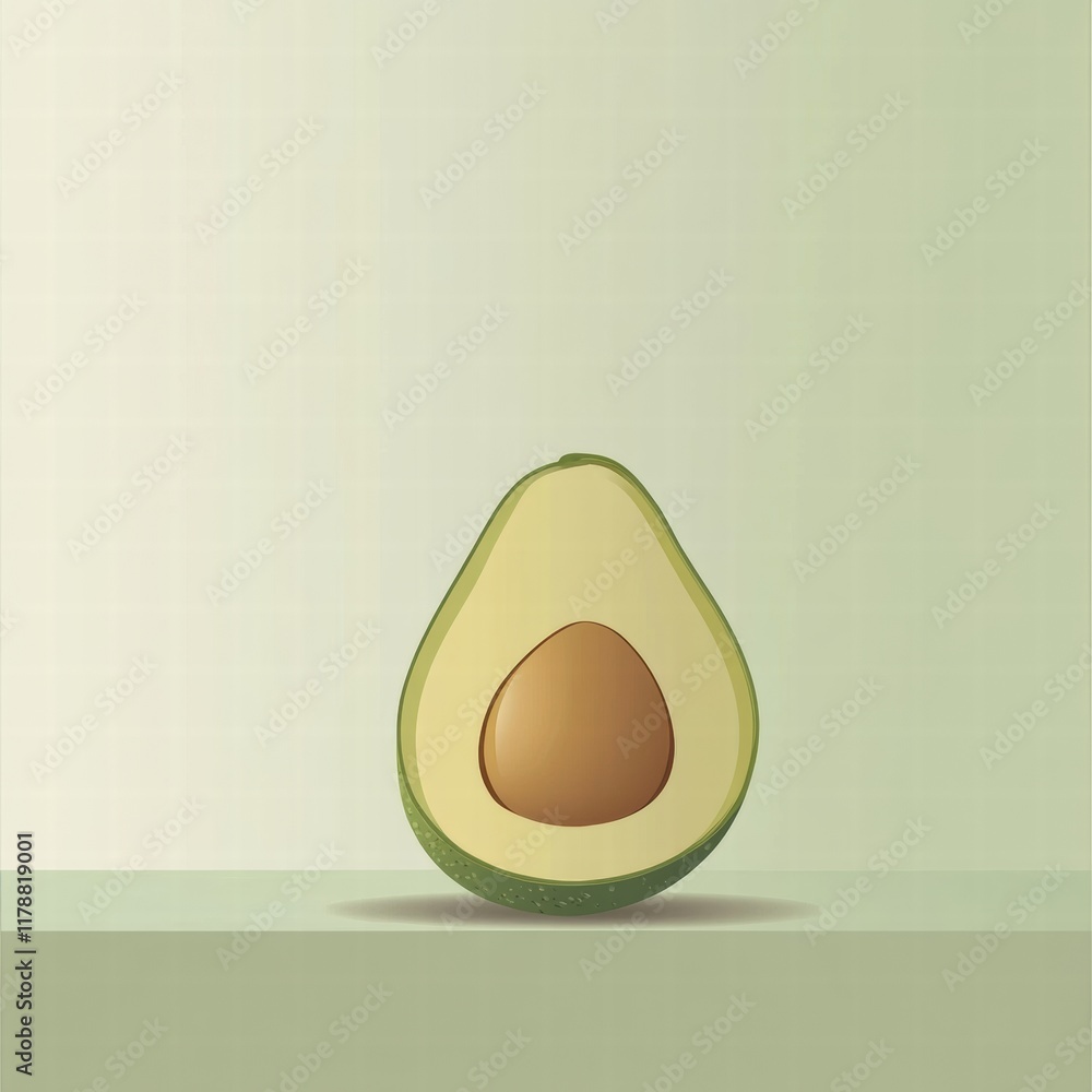 Aufkleber fresh avocado cut in half showcasing its seed on a minimalistic background with ample copy space for