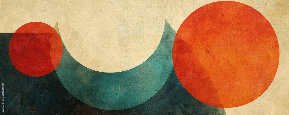 Poster abstract geometric art with overlapping colorful circles and lines
