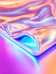 Close-up Photo: Iridescent Fabric Drapes Elegantly on Vibrant Surface. AI Generated