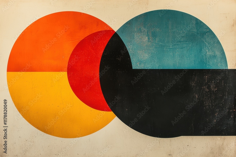 Poster abstract poster with overlapping colorful circles on grunge background
