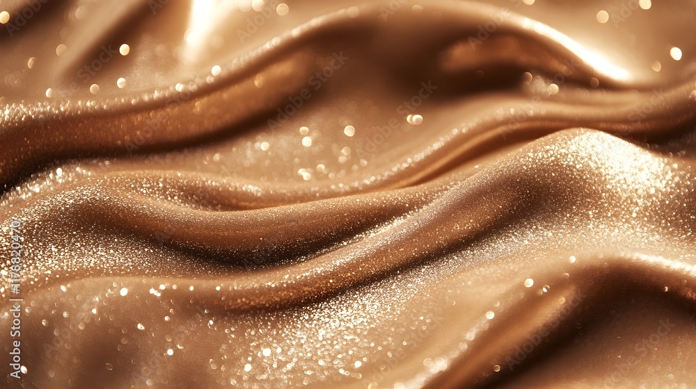 Aufkleber luxurious mocha mousse sequins and gold glitter abstract background with soft bokeh sparkles
