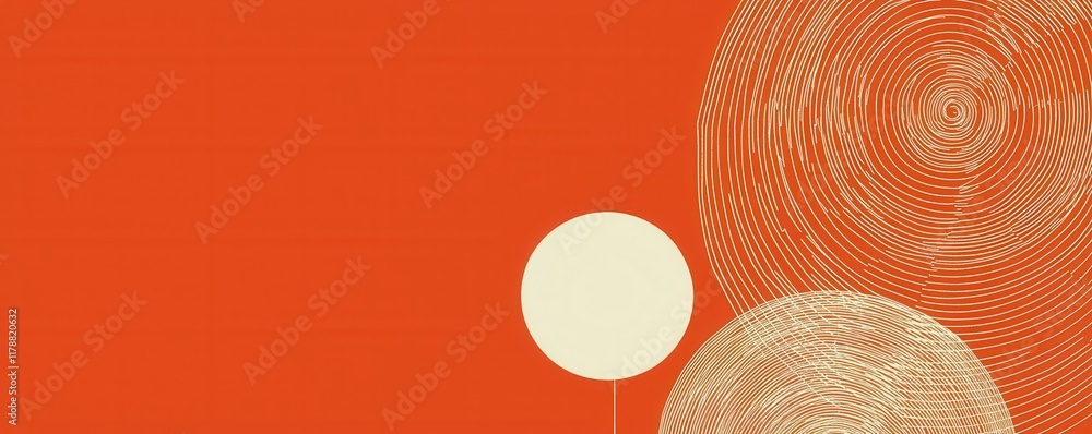 Poster abstract design with circular patterns on an orange background